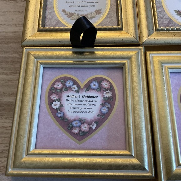 Heartfelt Collection Goldtone Wood 4X4" Signs Set Of 6 - Picture 7 of 7